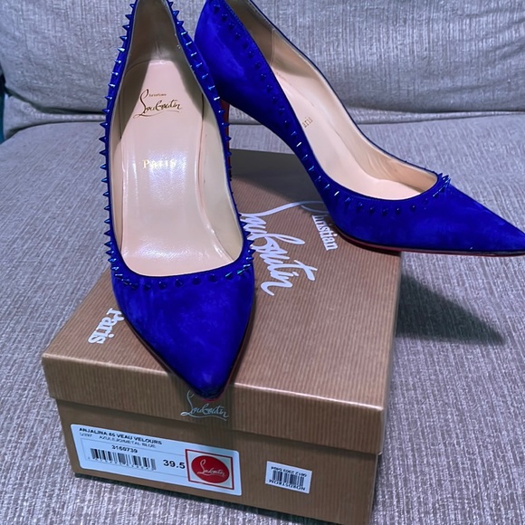 Purple Christian Louboutin Anjalina Anjalina 100 Black Patent